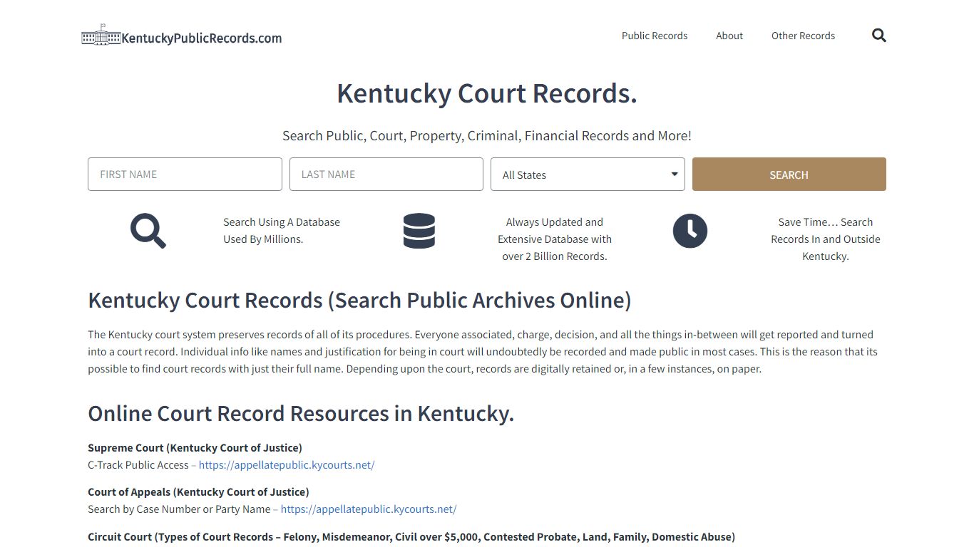 Kentucky Court Records: KentuckyPublicRecords.com